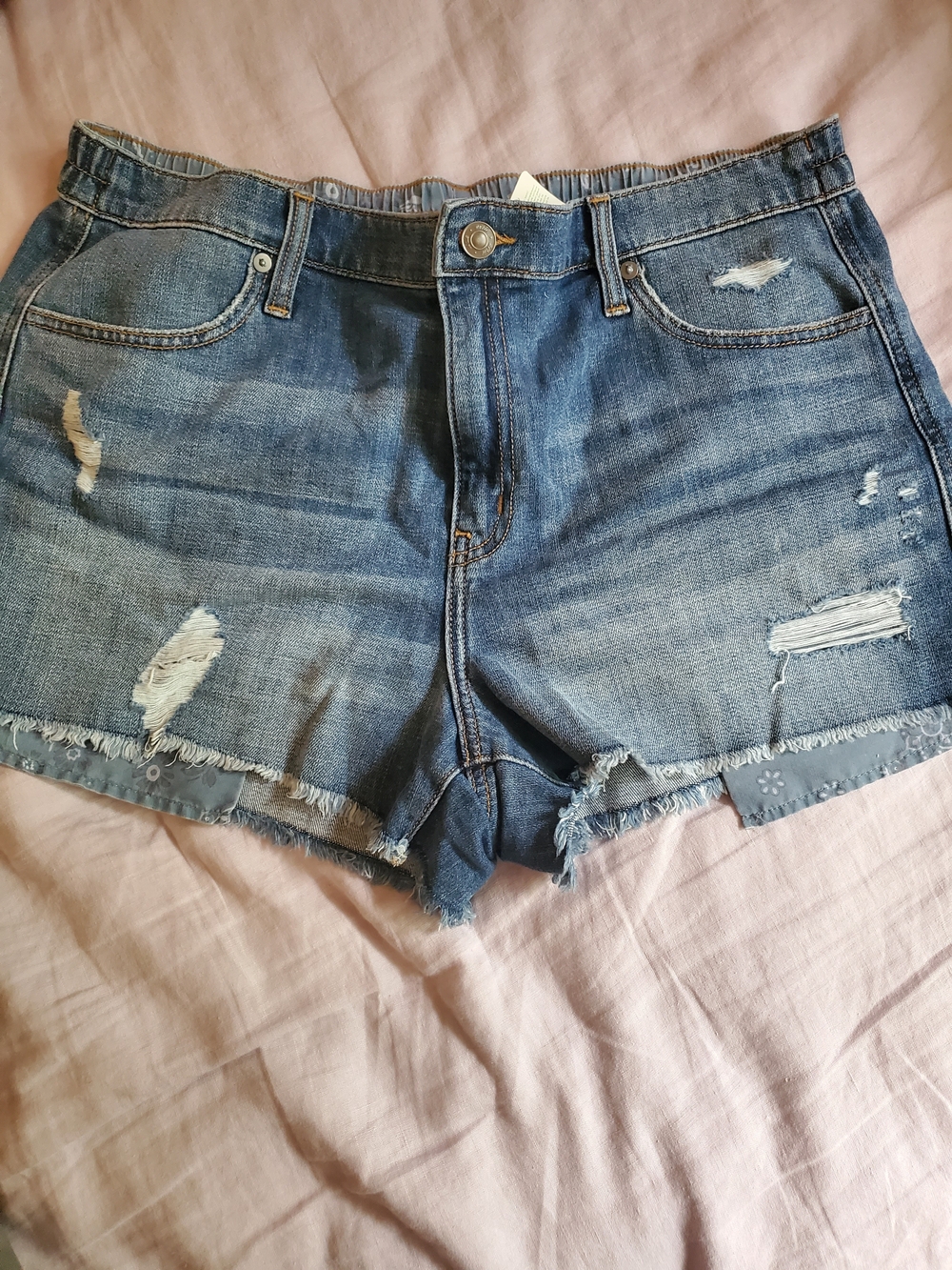aerie Blue Distressed Denim Jean Shorts